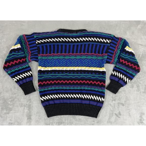 VINTAGE Editions by Van Heusen Sweater Mens Small Black Multicolor Crewneck 90s - Picture 6 of 6